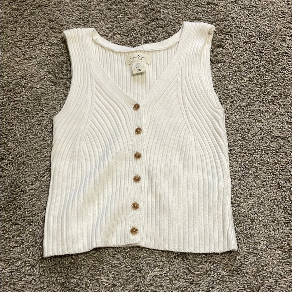 Jessica Simpson Cream Button-Up Swearer Tank Top